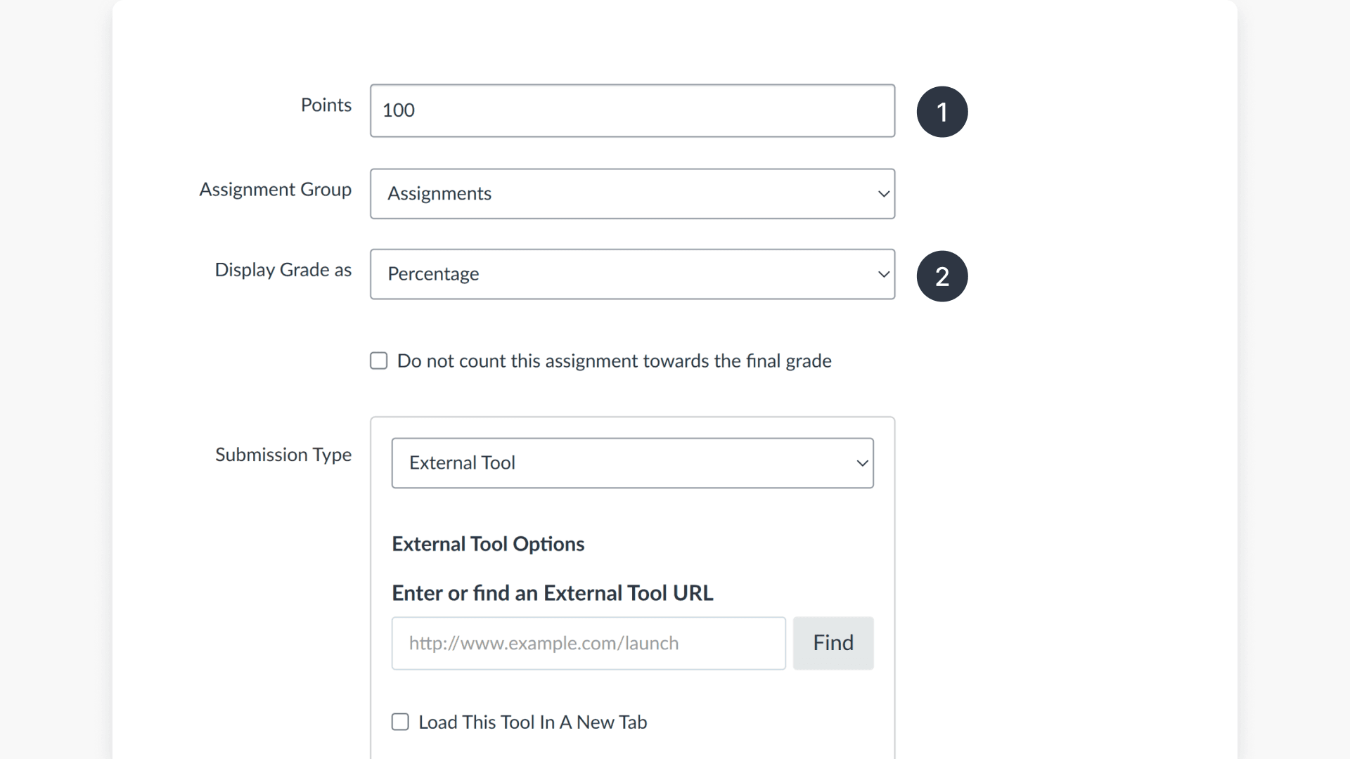 Create assignment interface