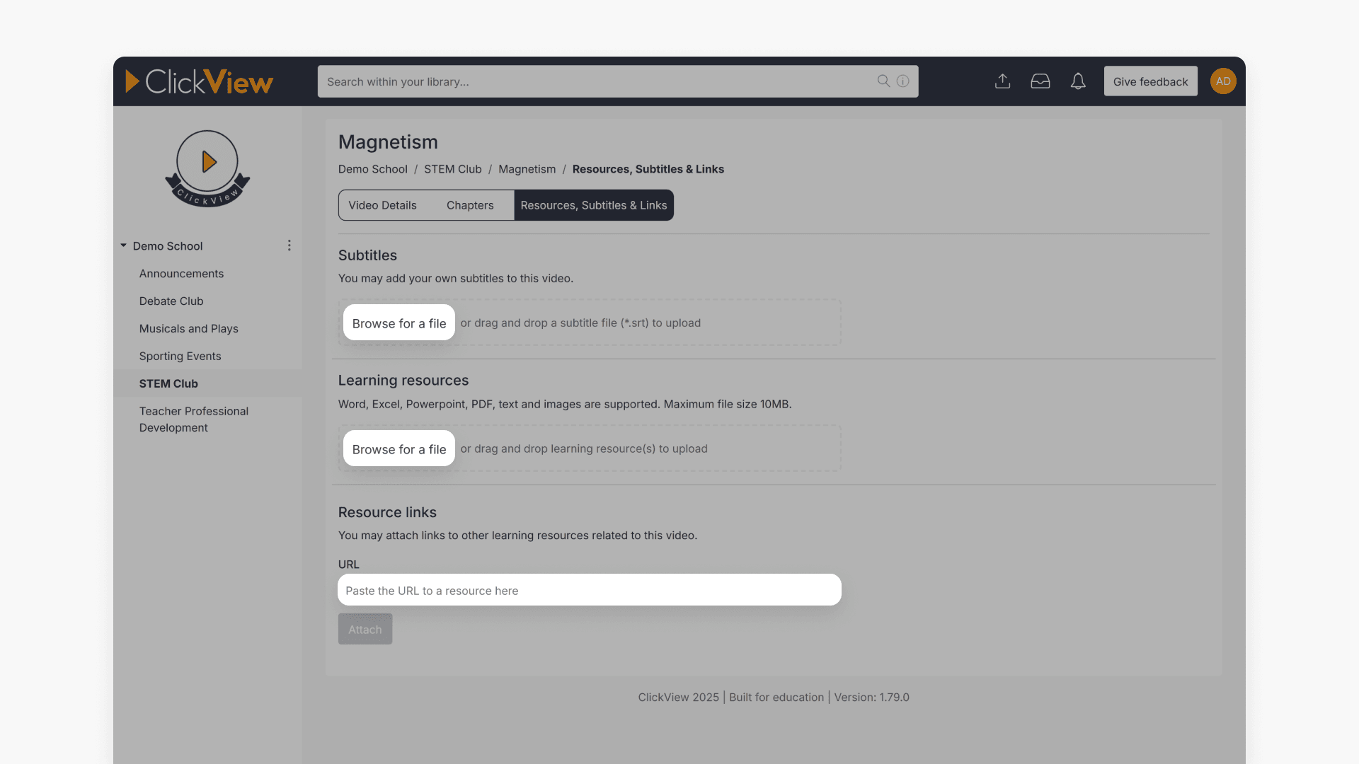 Window highlighting 'Browse for a file' and the text box under the 'URL' field