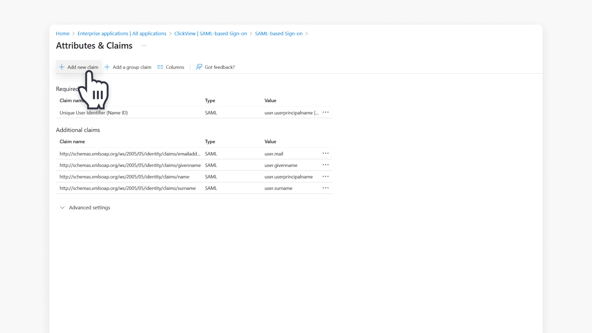 Add new claim navigation