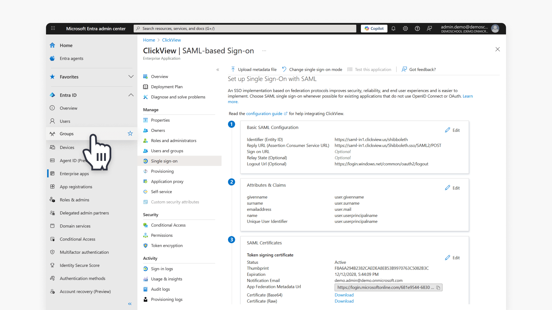 Submit groups navigation