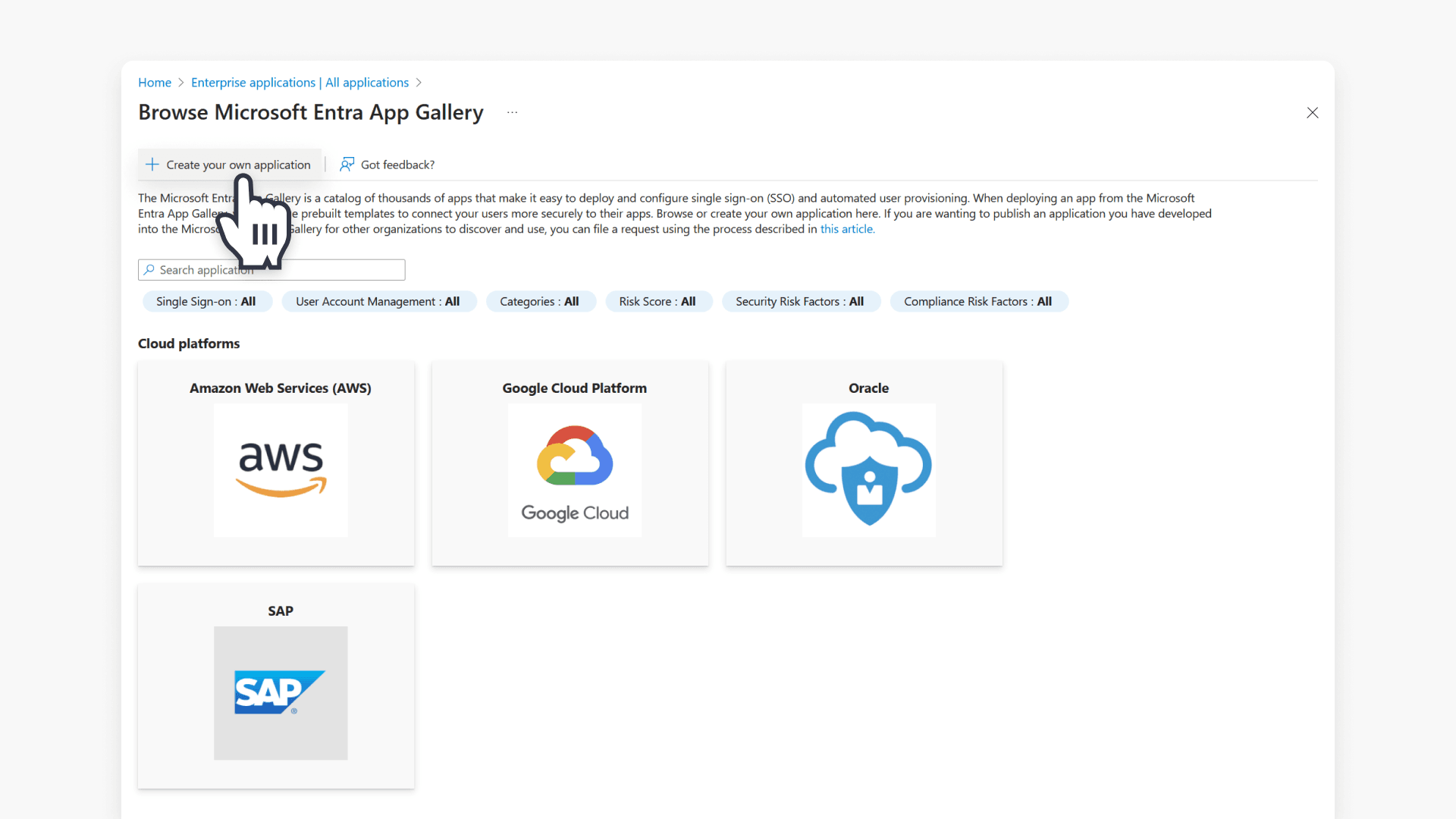 Create new application navigation