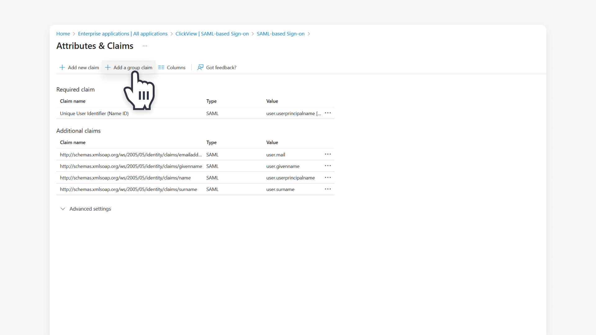 Add a group claim option