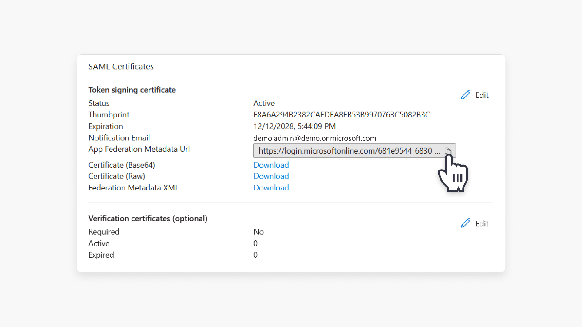 Copy App federation URL