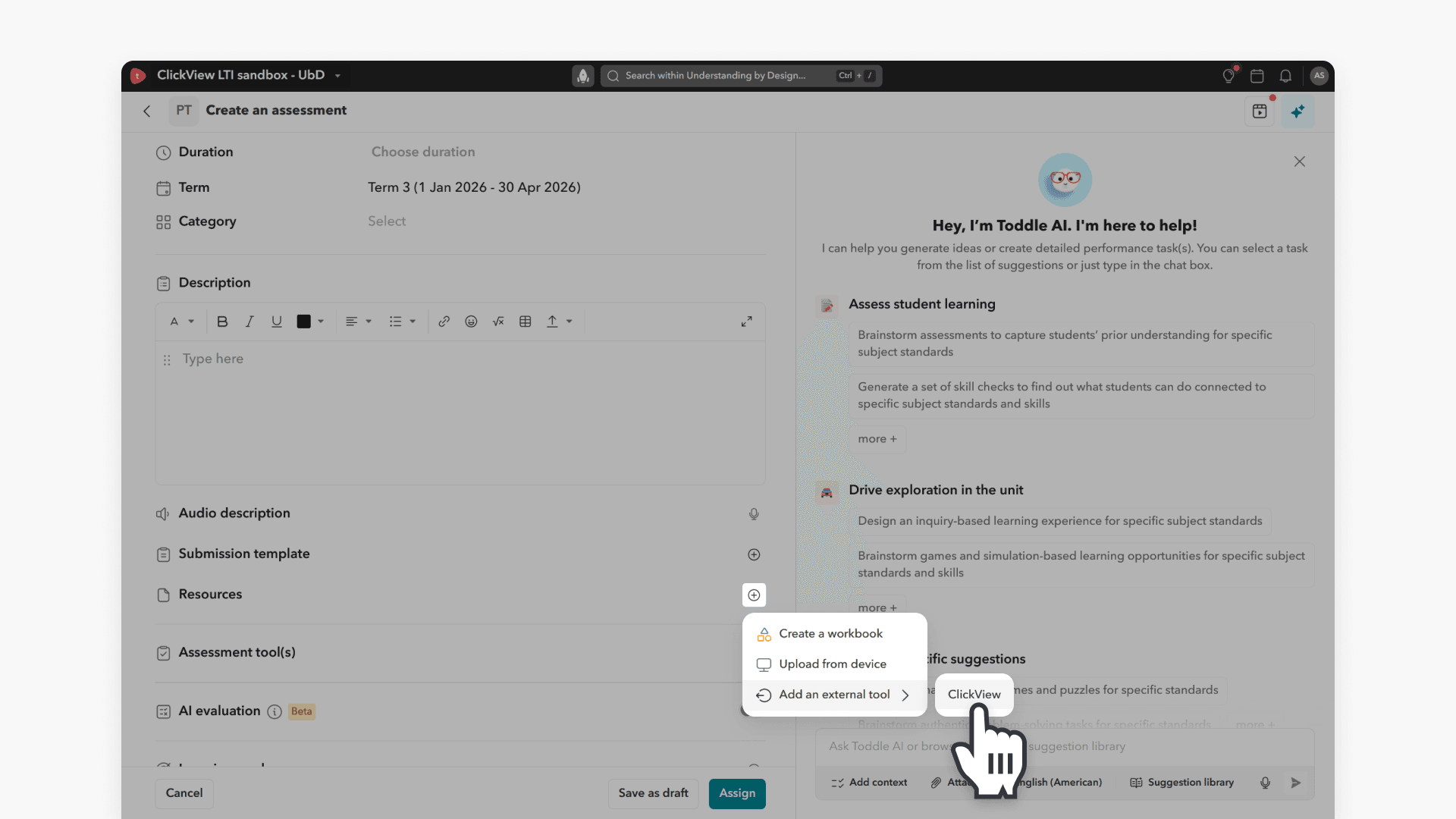 Add external tool Clickview