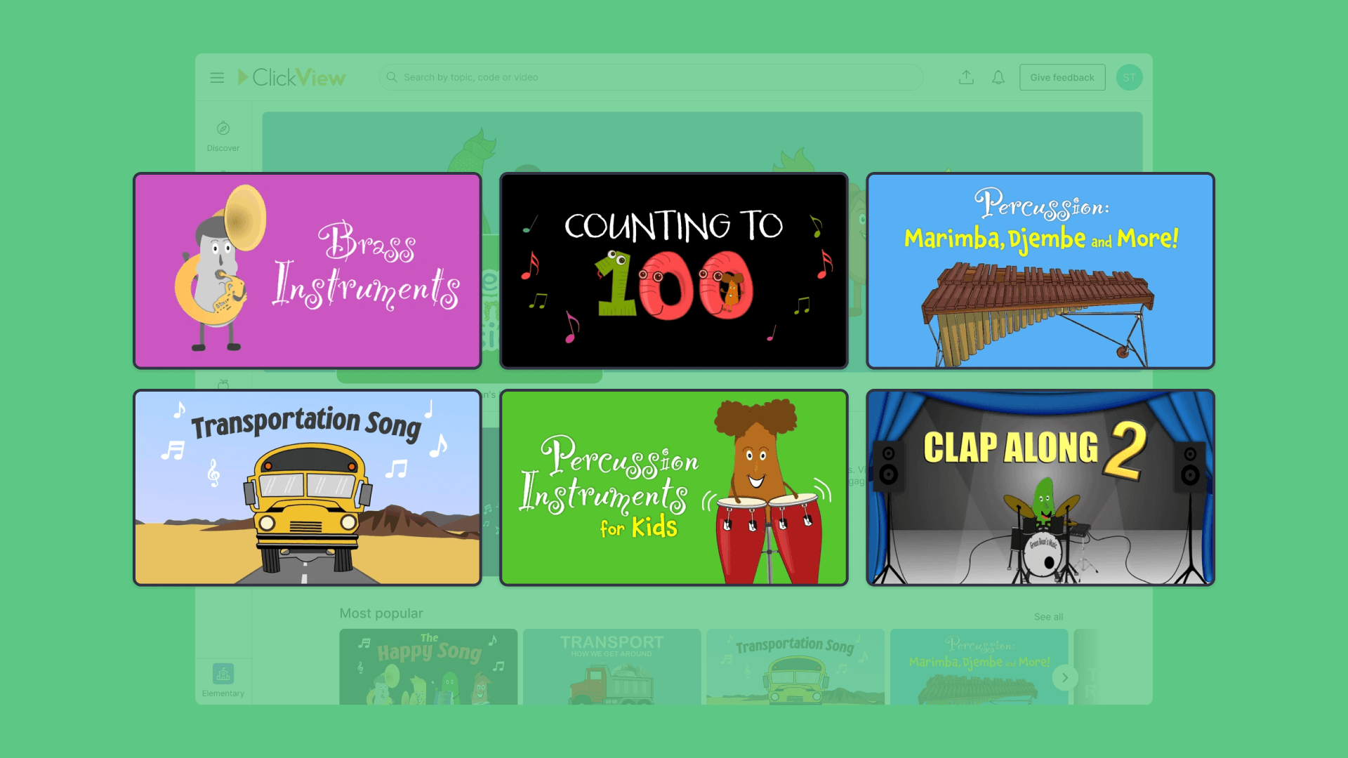 Six rectangle images with a green background