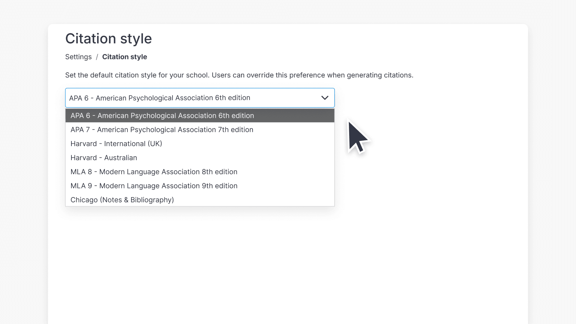 citation style section
