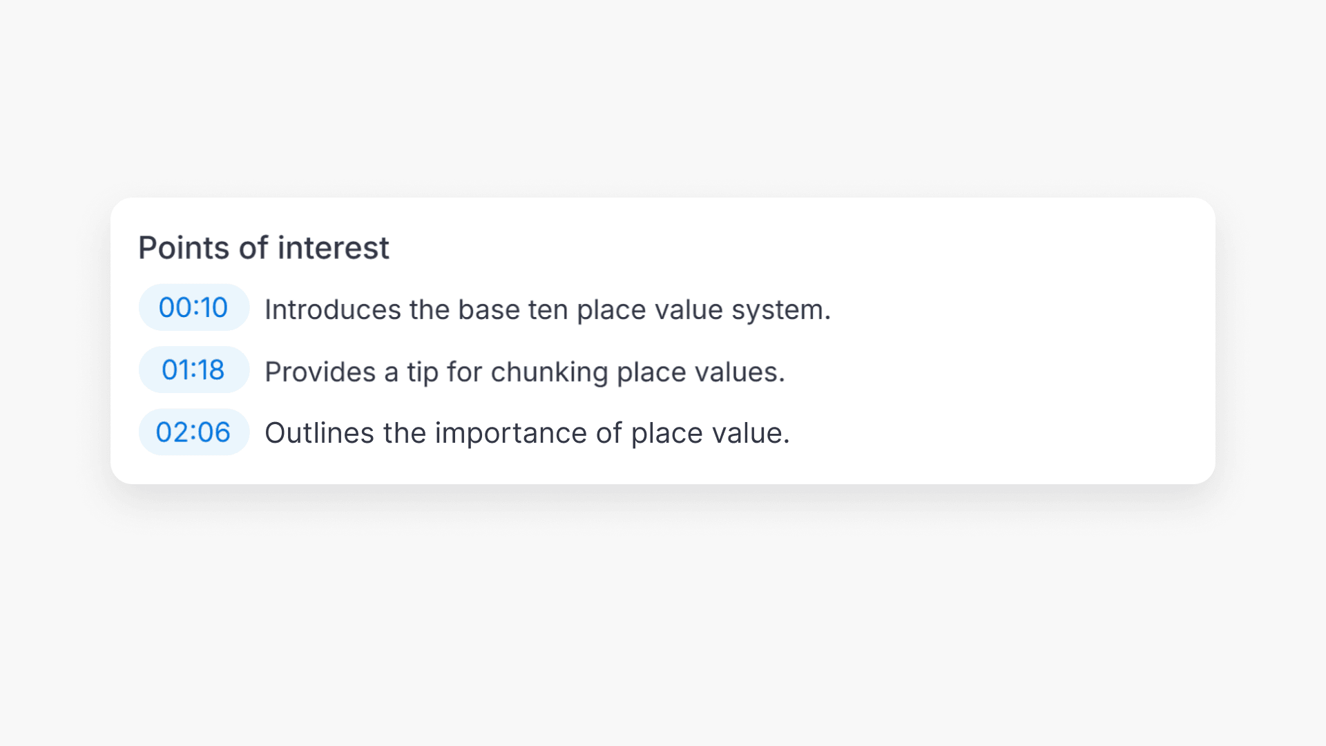 points of interest section