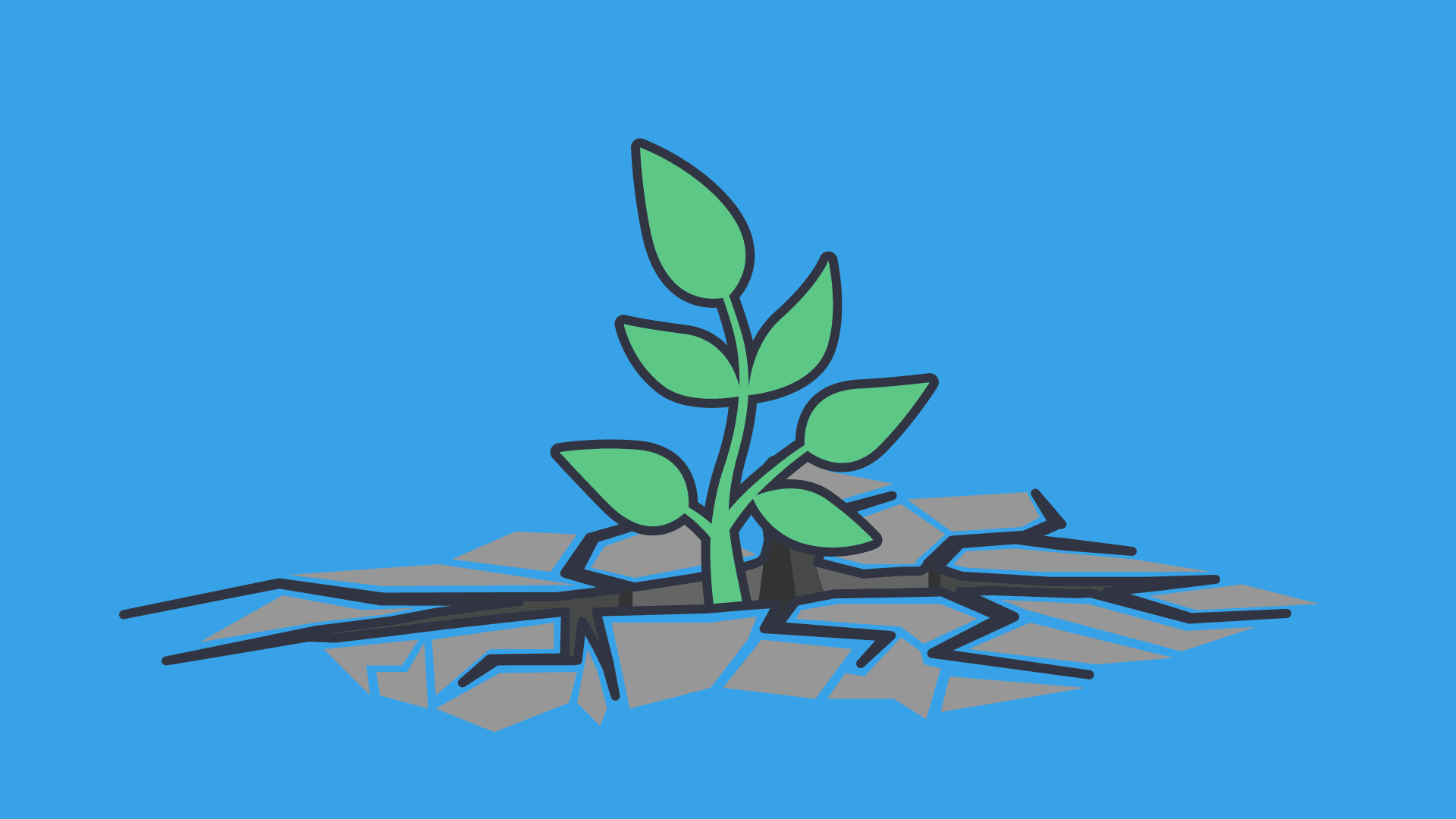 An illustration of a plant growing through concrete