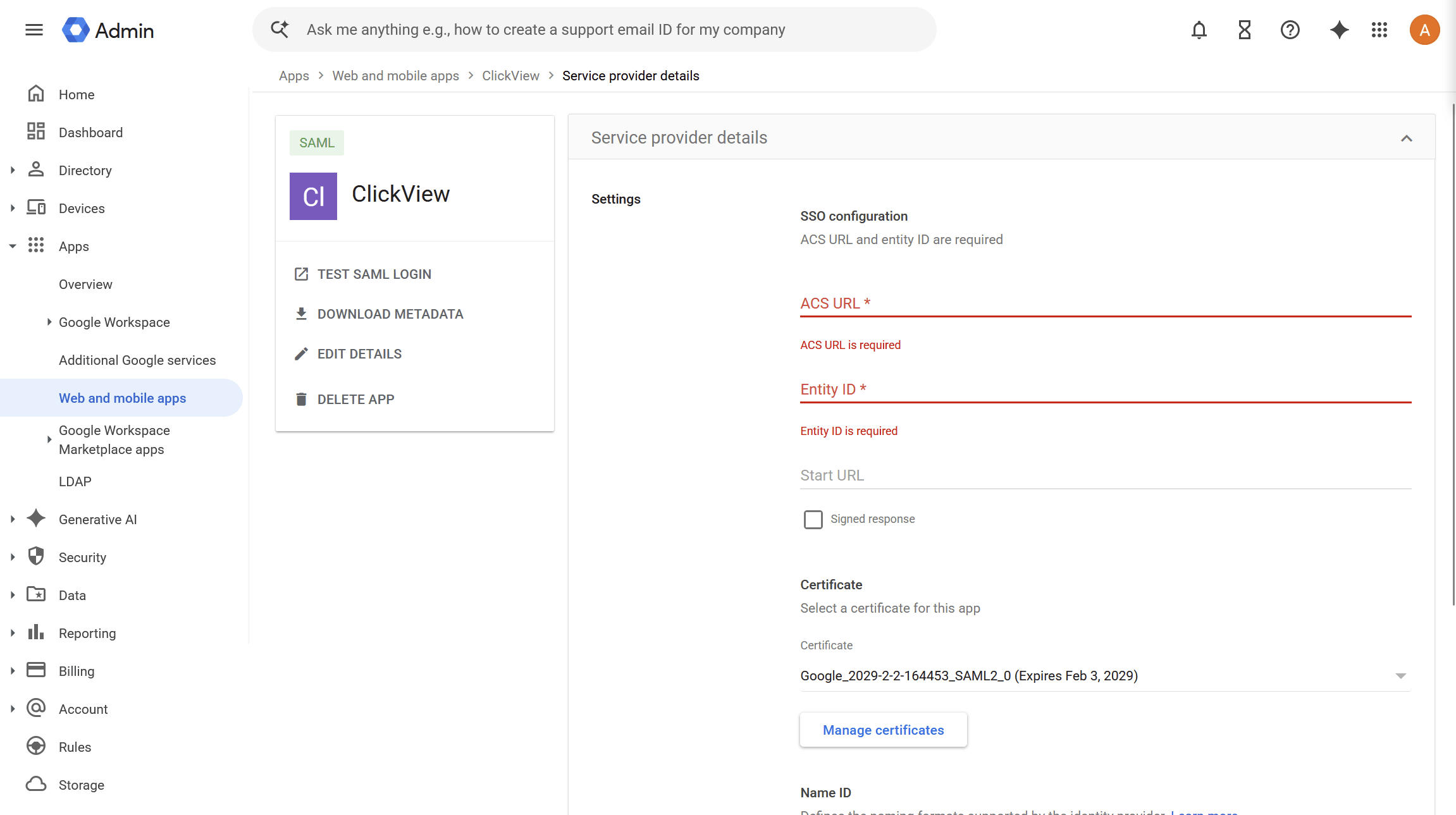 Google workspace sso