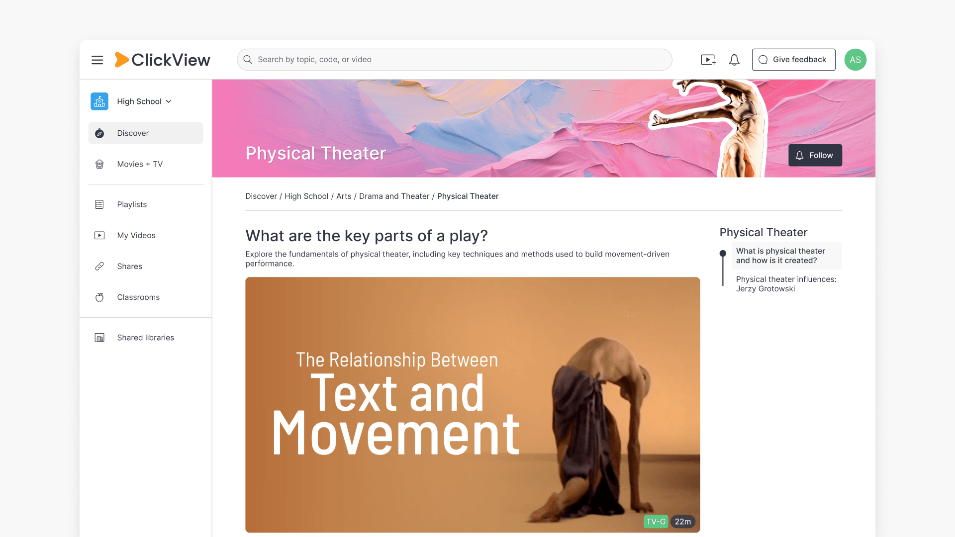 Physical theatre topic page