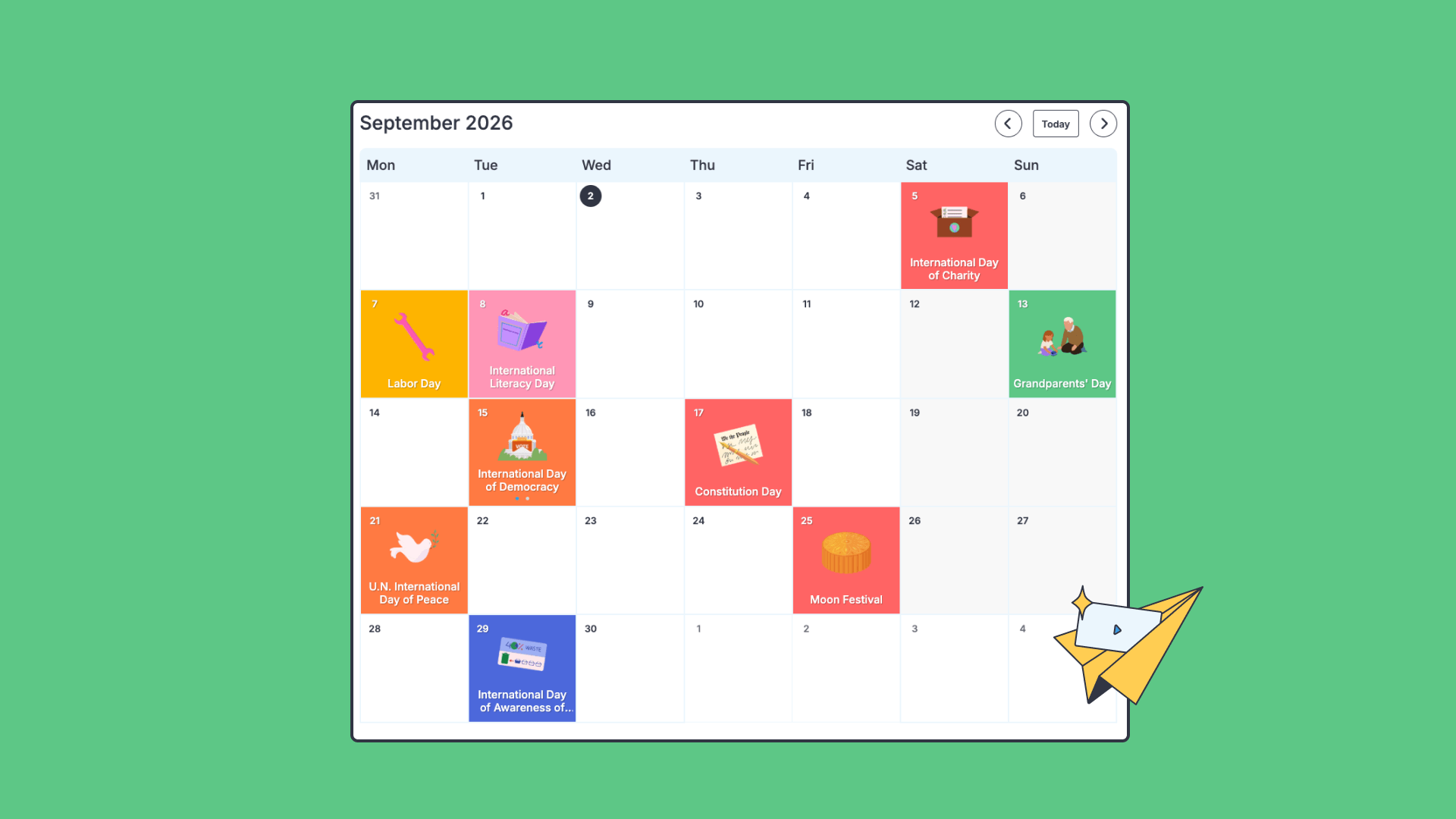 US Calendar September