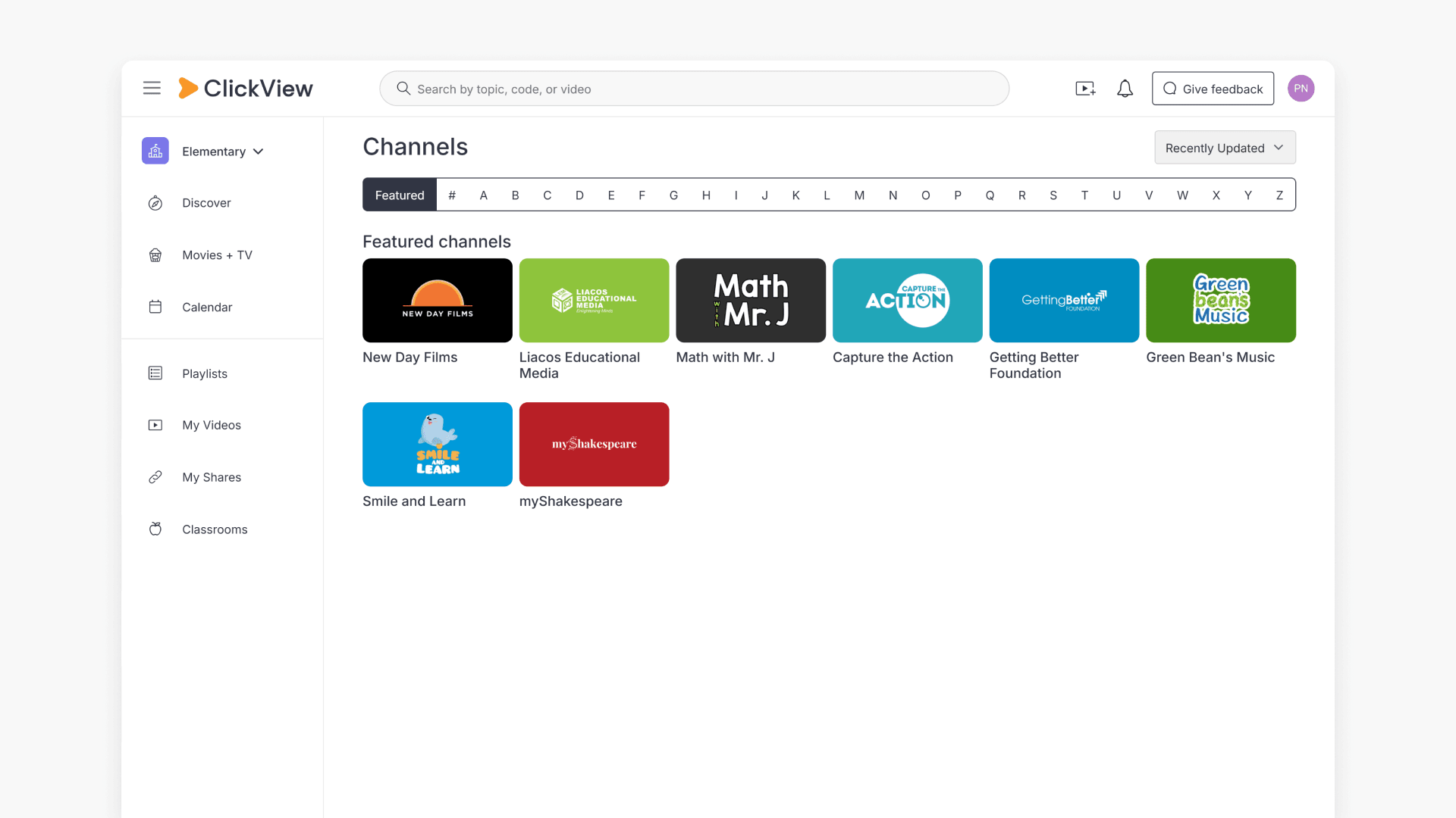 Featured channels directory
