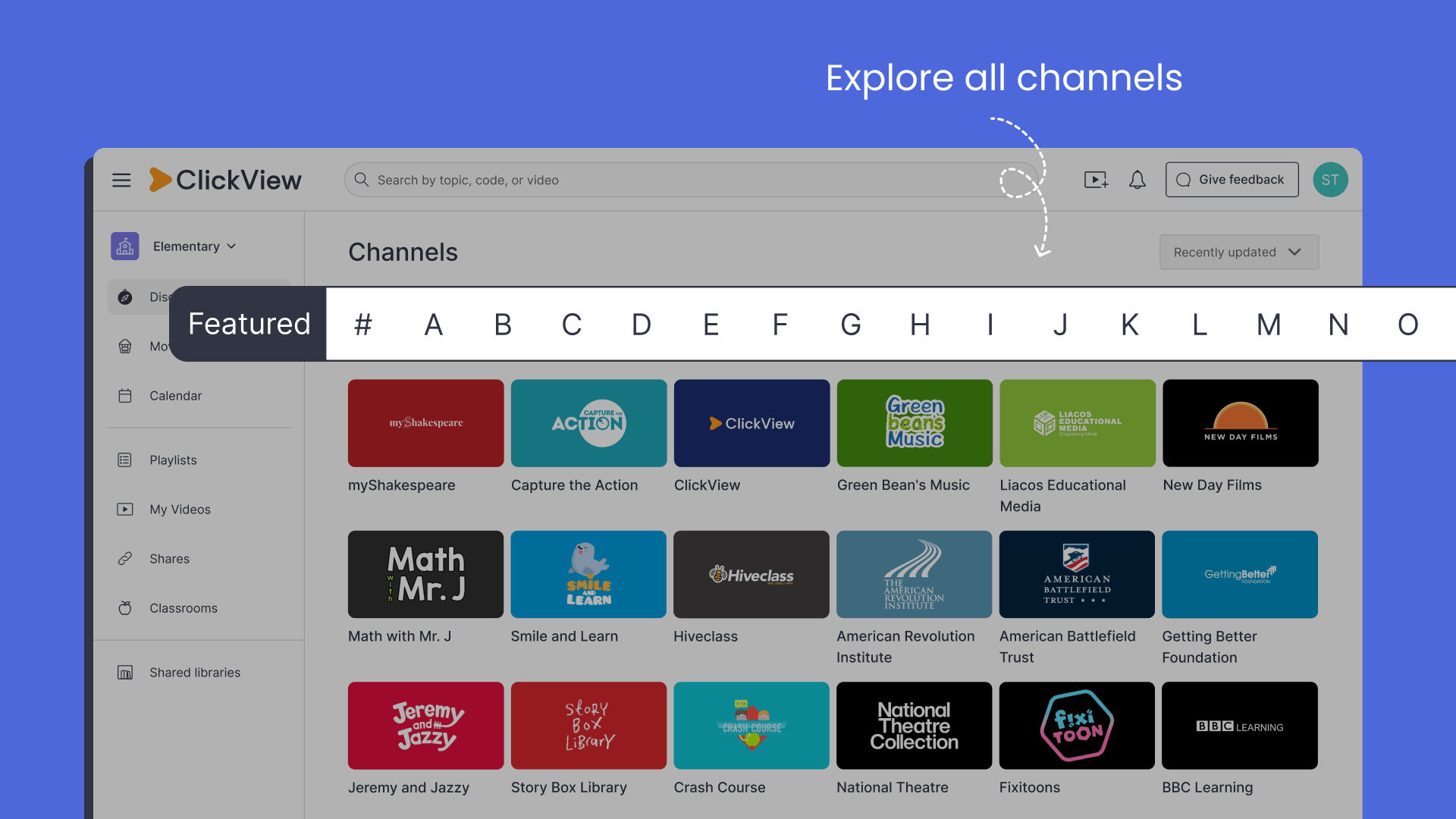 Explore all channels